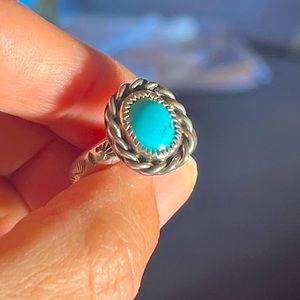 Handmade Kingman turquoise ring in sterling silver.